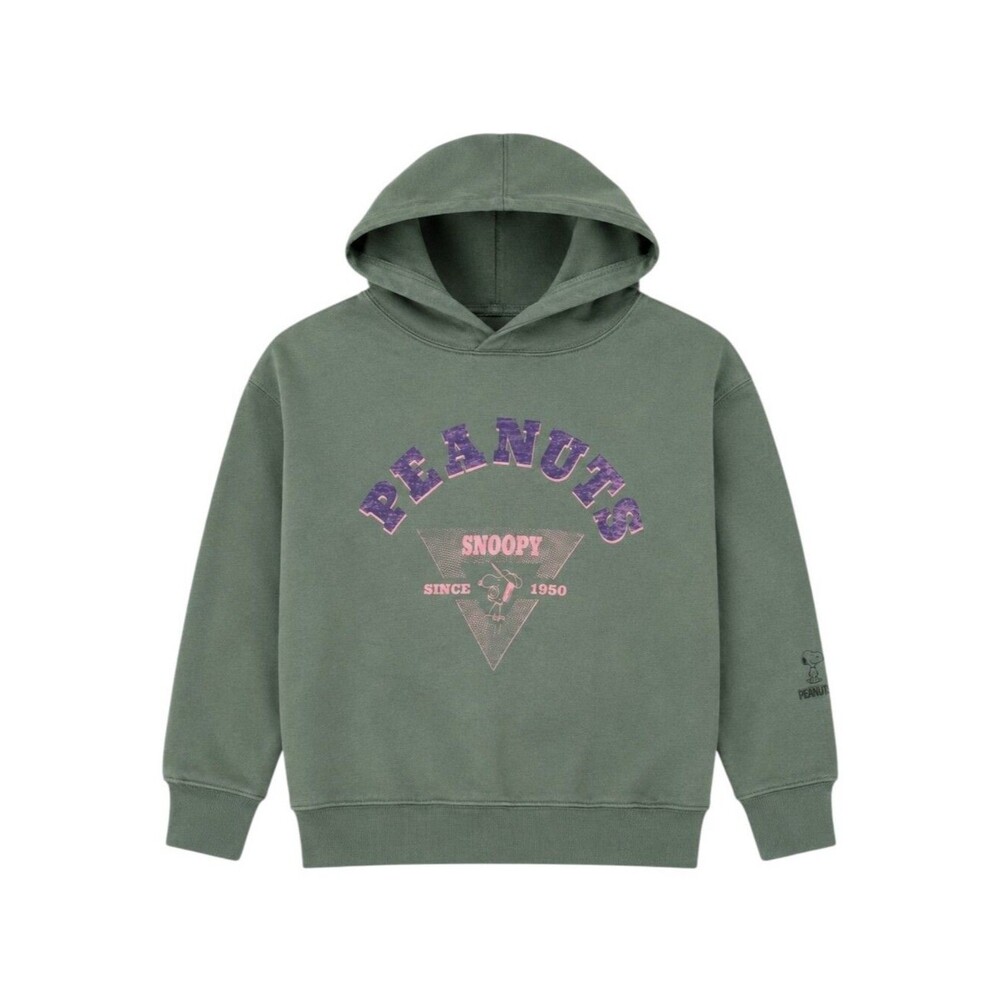 Uniqlo UT Peanuts Snoopy Graphic Hoodie Sage Green Kids Girls Size 7 8